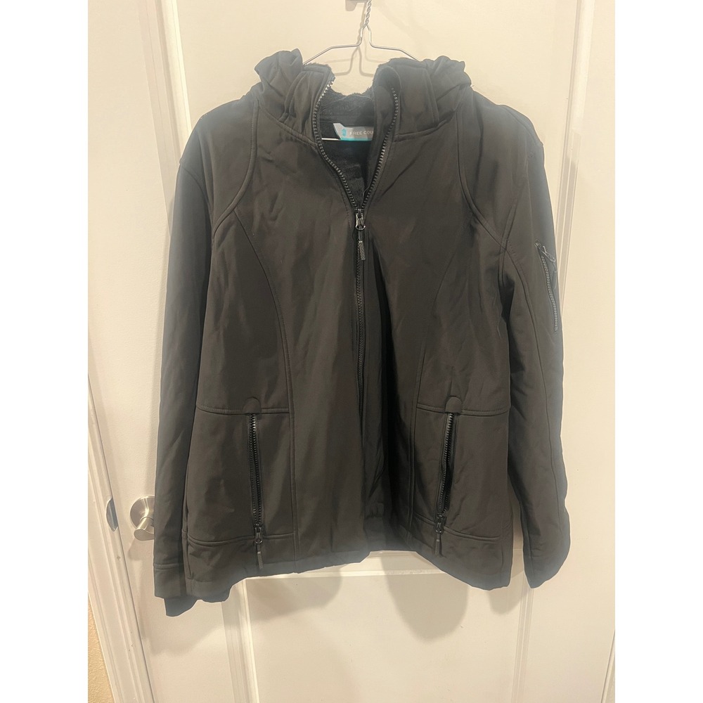 Free‎ Country Womens Softshell Jacket Faux Fur Lined Black XL